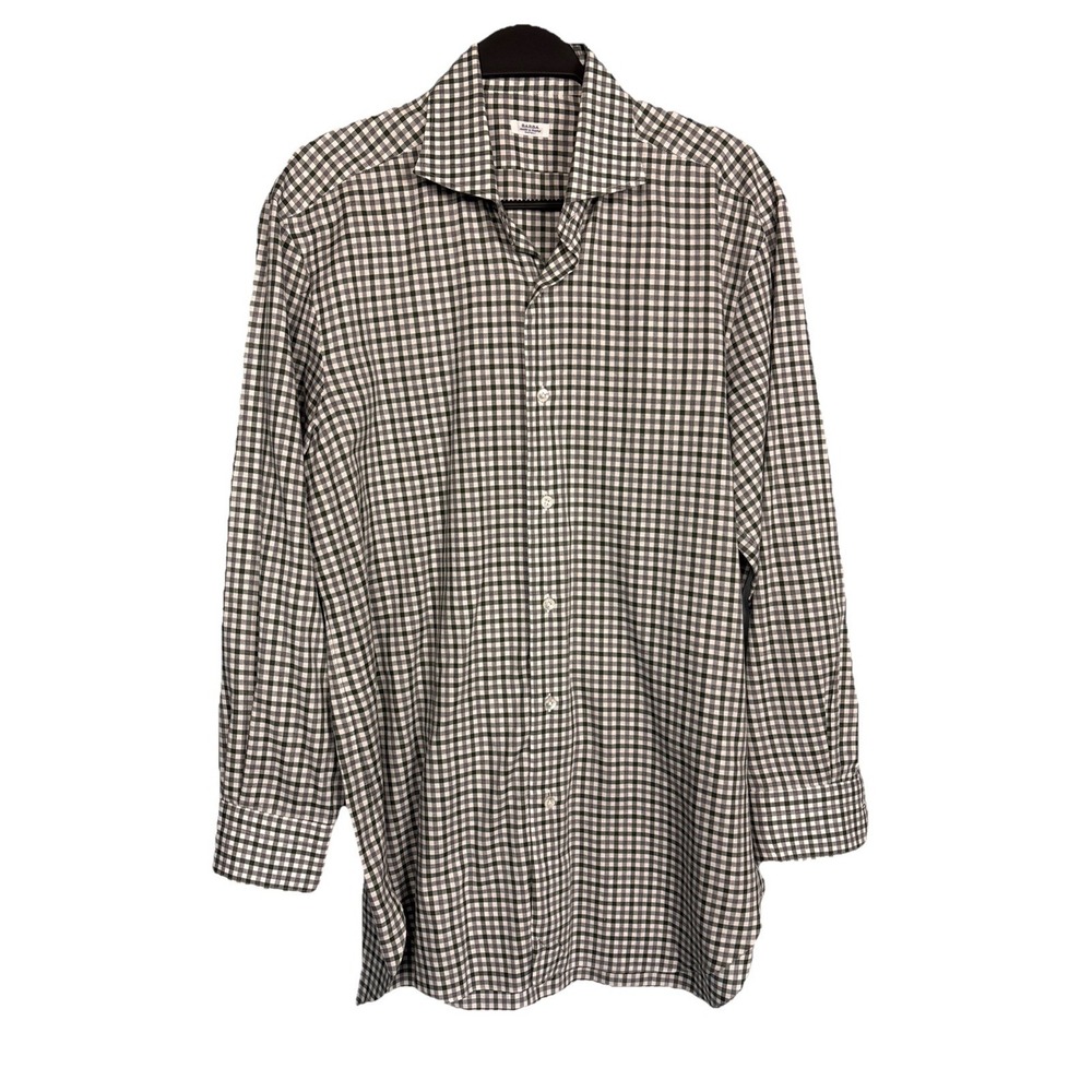 Barba Napoli Men's Plaid Button Down Shirt Size L Made in Italy Cotton Casual